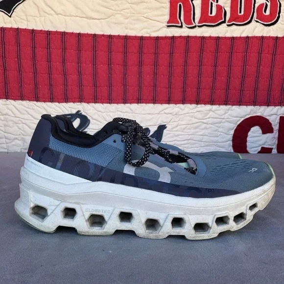 Size 9.5 - On Cloudmonster Shoes Womens Blue Green Running Sneakers Road Cushion - Picture 5 of 13